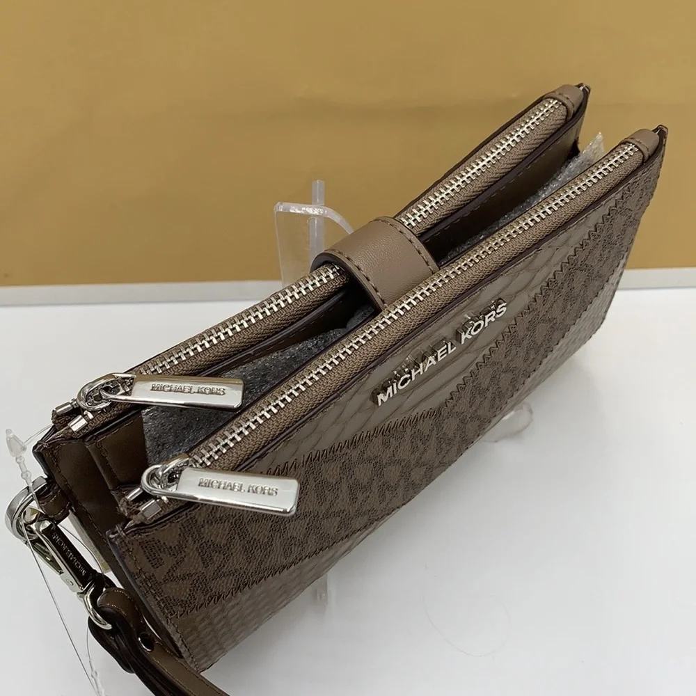 MICHAEL KORS Dust MULTI LG DOUBLE ZIP WRSTLT Crocodile Leather Snakeskin